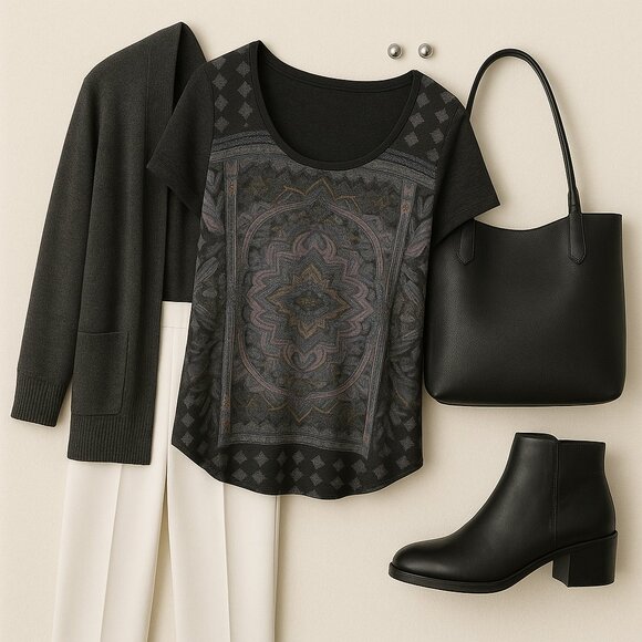 Lucky Brand 1X Medallion Boho Luxe Top – Eclectic Grandpa | Vintage Bohemian - Picture 3 of 8